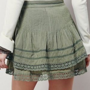 NWT Free People olive green mini skirt